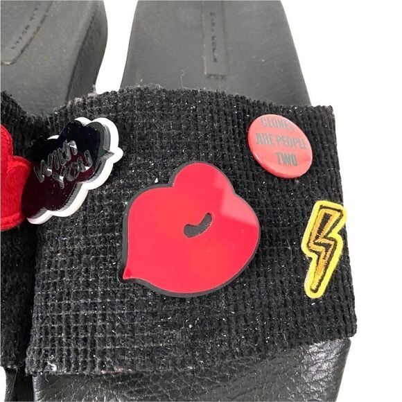 Zara Black Slides with Rainbow Kiss Cloud Charms in Size EU 40 Made in Spain - Picture 9 of 10